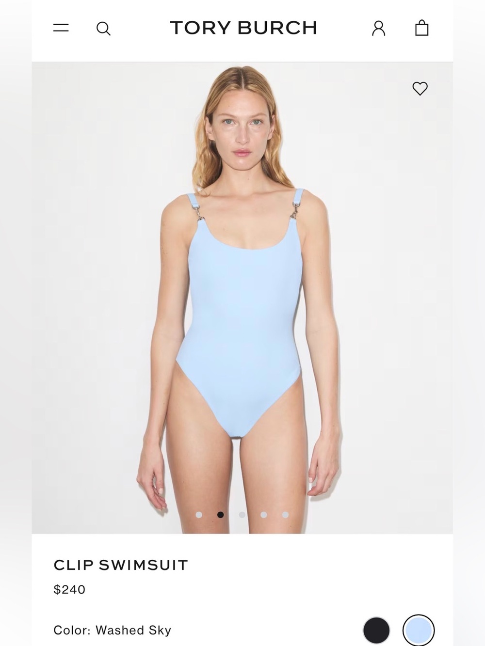 Tory Burch Light Blue Clip One-Piece Swimsuit - NWT